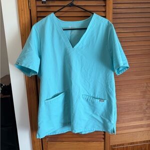 Figs Aqua Blue Technical Scrub Top